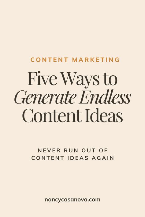 Follow this five step process that can help you generate endless content ideas for social media and your business. content creation tips, content creation tools, content strategy, content marketing, content marketing tips, content strategist Content Creation Process, Content Ideas For Digital Marketing Agency, Content Creation Inspiration, Content Creation Ideas For Beginners, Social Media Marketing Content Ideas, Content Strategy Framework, Ideas For Content Creation, Product Marketing Ideas, Content Creation Tips