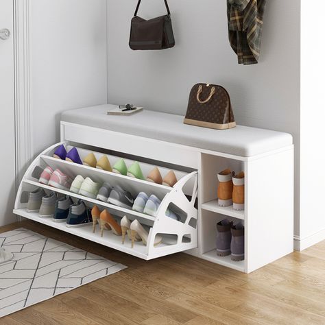 Shoe Storage Ideas For Small Spaces, Cabinet Shoes, Storage Ideas For Small Spaces, Shoe Storage Small Space, Modern Shoe Rack, Wooden Shoe Cabinet, Shoe Storage Ideas, Entrance Cabinet, Closet Shoe Storage