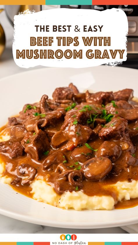 Beef Tips And Mushrooms, Beef Tips With Mushroom Gravy, Tender Beef Tips, Beef And Mushroom Recipe, Mushroom Medley, Beef With Mushroom, Beef Tip Recipes, Mushroom Gravy Recipe, Beef Tips And Gravy