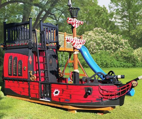 Pirate Ship Playhouse Pirate Playhouse, Ship Playhouse, Outdoor Playhouse Ideas, Pirate Ship Playhouse, Backyard Playset, Outdoor Playhouse, Playhouse Plans, Backyard Playhouse, Build A Playhouse