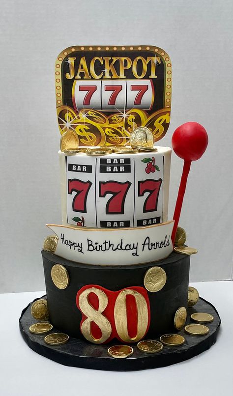 Casino Royale Cake Ideas, 80th Birthday Casino Theme, Casino 80th Birthday, Casino Cakes Birthday, 50th Birthday Party Ideas For Men Casino, Casino Cake Ideas For Men, Gambling Birthday Cake, Gambling Cake Ideas, Casino Night Cake