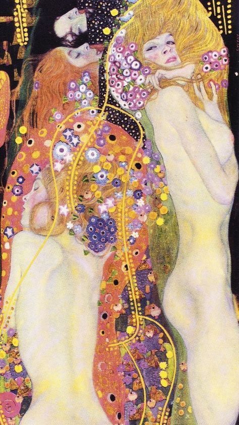 Klimt Wallpaper Iphone, Gustav Klimt Inspired Art, Decorative Art Painting, Klimt Background, Gustav Klimt Aesthetic, Gustav Klimt Wallpaper, Klimt Aesthetic, Klimt Wallpaper, Water Serpents Ii