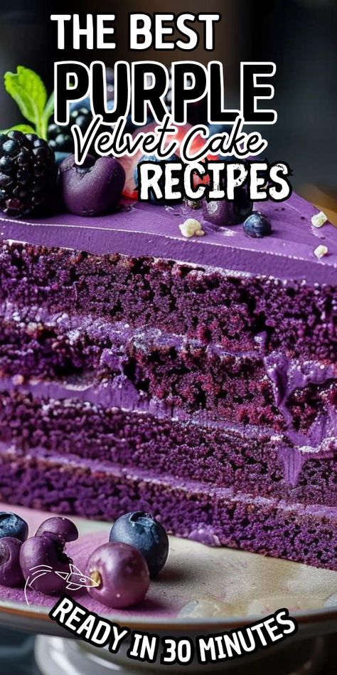 Purple Velvet Cake Best Birthday Food Ideas, Purple Cake Flavors, Purple Velvet Cake With Cream Cheese Icing, Rainbow Velvet Cake, Moist Dense Chocolate Cake, Purple Cake Recipe, The Best Cake Ever, Purple Velvet Cake Recipe Easy, Purple And Gold Cake Ideas