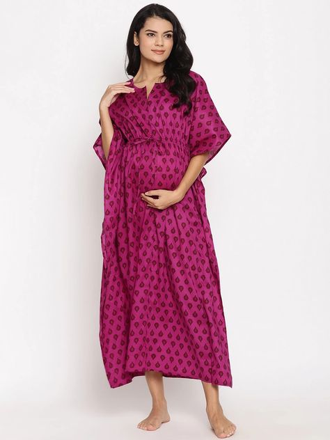 Buy 100% Cotton Nursing Friendly Maternity Kaftan Long Lounge Dress - Relaxed Fit, Front Zip for Easy Nursing Access, Adjustable Drawstring. #MaternityWear #NursingWear #MaternityClothes #MaternityDresses #MaternityKaftan Maternity Kaftan, Long Lounge, Sewing Challenge, Kaftan Dresses, Nursing Wear, Cotton Kaftan, Stylish Maternity, Nursing Friendly, Lounge Dress