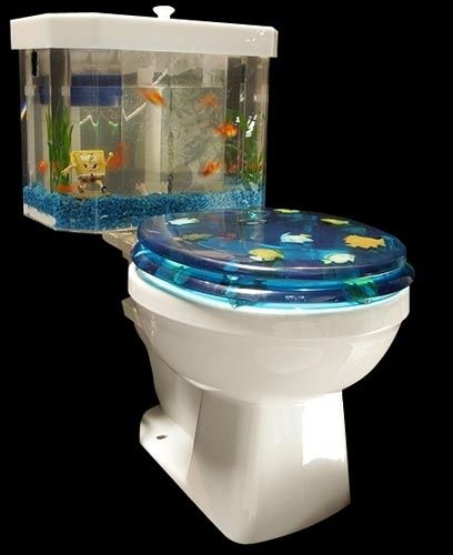 A Spongebob toilet? Really??!! Wow...... Who lives in a toilet bowl under the sea?