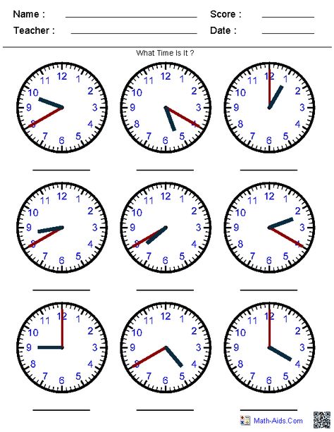 Generate Random Clock Worksheets for Pre-K, Kindergarten, 1st, 2nd, 3rd, 4th, and 5th Grades.  Identify the Time by the Hands Worksheets Clock Worksheets, Telling Time To The Hour, Worksheet Math, Learn To Tell Time, Time To The Hour, Telling Time Worksheets, Time Worksheets, Teaching Time, Printable Math Worksheets