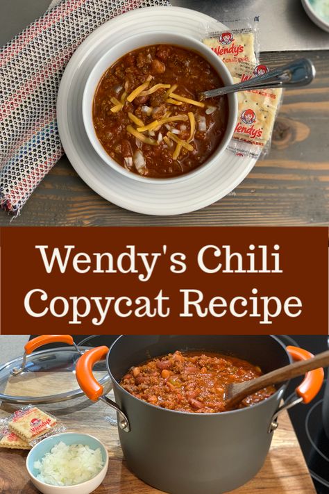 Copycat Chili, Wendy's Chili, Chili Recipe Stovetop, Wendys Chili Recipe, Chili Chili, Bean Chili Recipe, Chili Recipe Crockpot, Chilli Recipes, Chili Recipe Easy