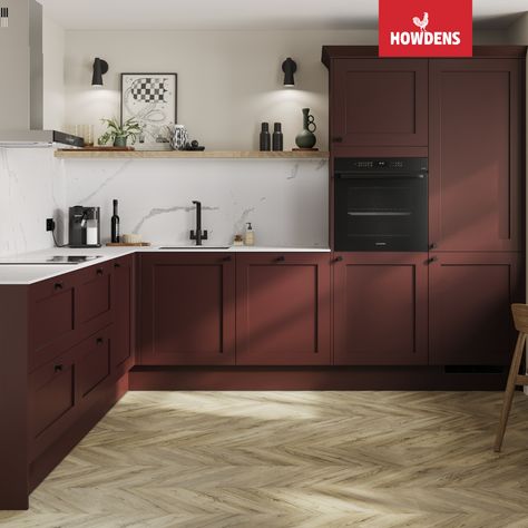 Mulberry Kitchen Cabinets, Dark Mahogany Kitchen Cabinets, Red Brown Kitchen Cabinets, Maroon Kitchen Island, Dark Red Kitchen Cabinets, Dark Red Cabinets, Maroon Kitchen Cabinets, Red Countertop Kitchen, Burgundy Cabinets