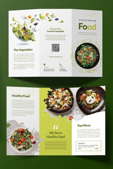 Food Broucher Design Creative, Restaurant Brochure Design Layout, Leaflets Food, Food Menu Brochure Design, Menu Healthy Food, Food Brochure Design Ideas, Trifold Brochure Design Layout Creative, Food Leaflet Design, Trifold Brochure Design Creative