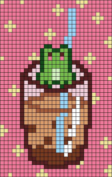 Tea Pixel Art, Frog Boba, Tea Cross Stitch, Cute Froggy, Boba Milk Tea, Boba Milk, Pixel Art Templates, Art Templates, Pixel Art Characters