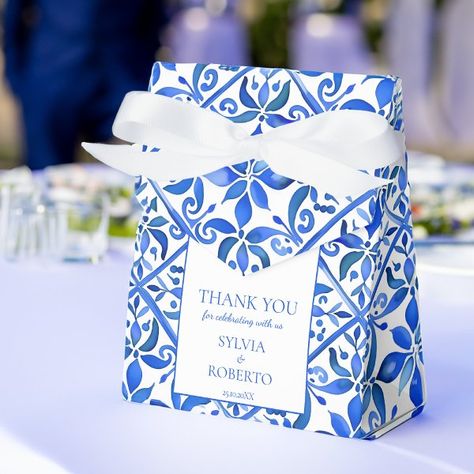 Blue Talavera tiles vintage Mexican wedding Favor Boxes Portuguese Wedding Favors, Mexican Wedding Party Favors, Talavera Party, Talavera Wedding, Mexican Wedding Favors, Vintage Mexican Wedding, Blue Talavera, Anniversary Theme, Portuguese Wedding