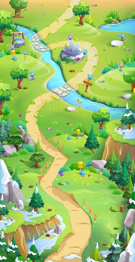 Game Design Inspiration, Game Background Design, Game Design Ideas, Casual Game Art, Game Design Concept, Game Design Art, Game Art Design, Background Game, Map Game