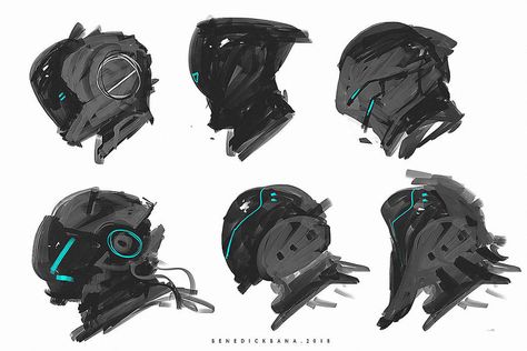 Scifi Full Helmet Designs 001 by benedickbana Mech Helmet, Sci-fi Helmet, Concept Art Landscape, Helmet Designs, Helmet Concept, Image Spiderman, Futuristic Armour, Arte Robot, Arte Cyberpunk