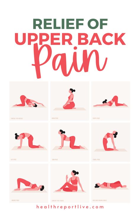 Yoga poses For Upper Back Pain. Young woman practicing Yoga poses. Woman workout fitness and exercises. Exercises For Upper Back Pain, Exercises For Upper Back, Upper Back Pain Relief, Upper Back Exercises, Mid Back Pain, Back Relief, Middle Back Pain, Back Stretches For Pain, Cow Pose