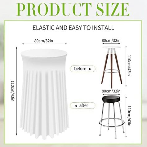 Tablecloth Skirt, Table Measurements, High Top Tables, Round Cocktail Tables, Bar Wedding, Round Table Cover, Round Table Covers, Bar Party, Party Bars