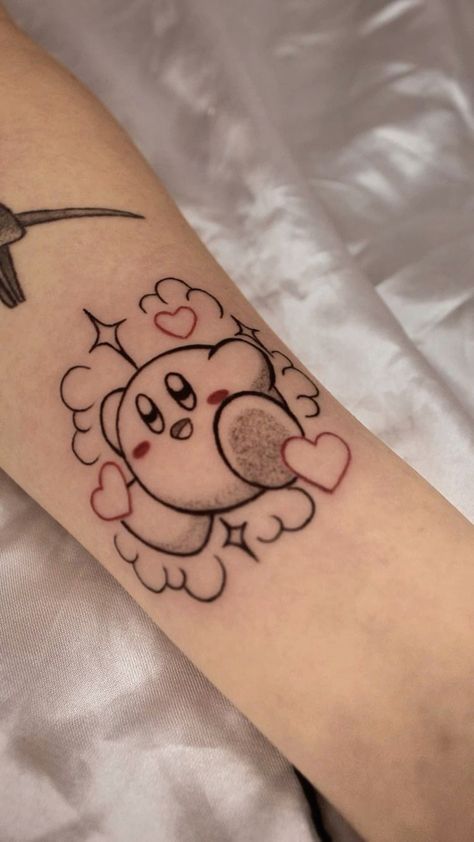 Aesthetic Anime Tattoos Simple, Cute Anime Tattoo Ideas, Roblox Tattoo, Cute Anime Tattoos, Tattoo Ideas Anime, Kirby Tattoo, Gengar Tattoo, Small Black Tattoos, Anime Tattoo Ideas