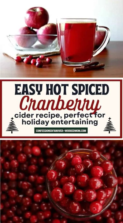 Red Hots Apple Cider Recipe Easy, Red Hot Cider Recipe, Hot Cranberry Apple Cider, Hot Apple Cider Recipe With Red Hots, Spiced Cranberry Juice, Hot Cranberry Punch, Homemade Cider Recipe, Hot Cranberry Drink, Christmas Cider Recipes