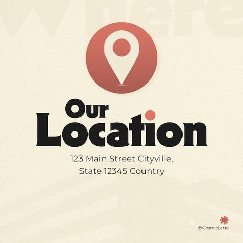 Store Location Poster Design, Location Social Media Post, Location Social Media Design, Location Instagram Post, Design For Social Media, Map Design, Instagram Post Template, Post Templates, Social Media Design