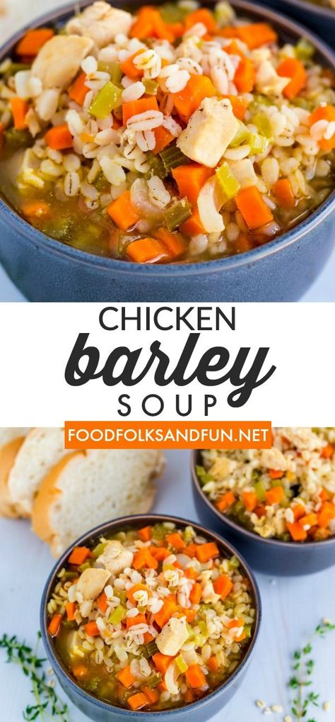 This flavorful chicken Barley Soup is a comfort food classic that is perfect for soup season. It’s quick and easy to make and full of delicious veggies. Barley Chicken, Soup Barley, Chicken Barley, Chicken Barley Soup, Warm Soup Recipes, Delicious Veggies, Barley Soup, Detox Soup, Soup Season