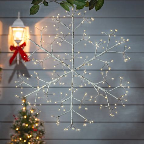 The Holiday Aisle® LED Lighted Window Décor | Wayfair Snowflake Lights, Cluster Lights, Wreath Home Decor, Icicle Lights, Battery Lights, Snow Flake, Outdoor Holidays, Dark Winter, Gerson