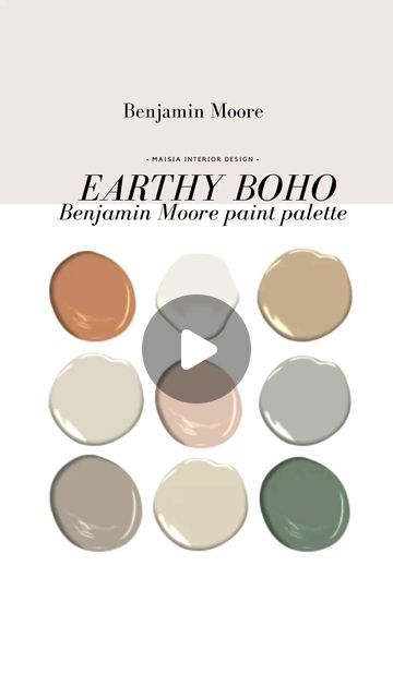 Ilaria • Interior Designer • Paint Color Consultant on Instagram: "Earthy Boho Benjamin Moore paint colors palette" Benjamin Moore Boho Color Palette, Designer Paint Colors, Boho Color Palette, Benjamin Moore Paint Colors, Color Consultant, Earth Tone Color Palette, Earth Tone Color, Colour Consultant, Paint Colors Benjamin Moore