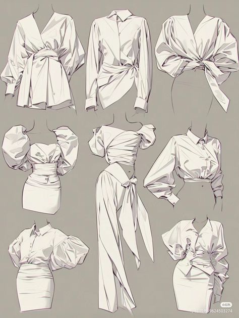 Cute Dress Drawing Reference, Poses Dress Drawing, Drawing Reference Poses Dress, Fashion Design Clothes Sketches, Cloth Drawing Reference, Dress Drawing Tutorial, Dress Reference Drawing, Outfit Design Drawing, Blouse Drawing