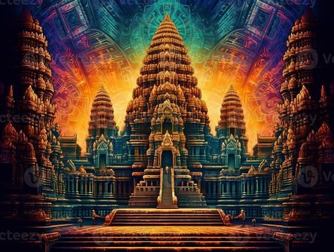 Angkor Wat Indian Mythology South temple generative AI Jaganatha Temple Wallpaper, Airavatesvara Temple, South Temple, Konark Sun Temple, Temple Poster, Wat Arun Temple, Lakshmi Narayan, Shri Radhe, Indian Mythology