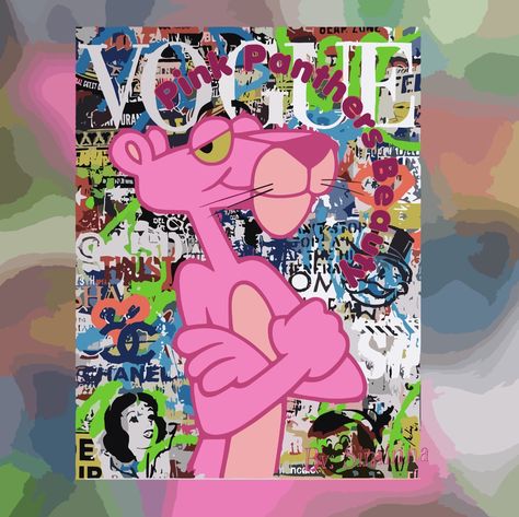 Vogue Pink, Pop Art Canvas, Pink Panther, The Pink, Art Canvas, Panther, Pop Art, Graffiti, Room Decor