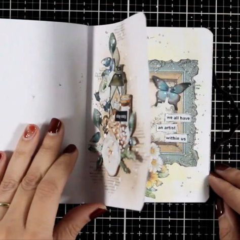 Vicky Papaioannou on Instagram: "flip through on another mini art journal I finished this year. How-to videos for every page are availble in my reels #artjournal #miniartjournal #minijournal" Journaling Tags, Vicky Papaioannou, Mini Art Journal, Glue Book, Mini Journal, Art Journal Pages, Art Journals, Mini Art, Journal Pages