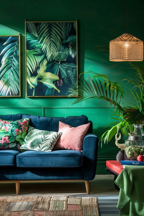 Discover 39+ Ways to Create a Refreshing Blue and Green Living Room Turquoise Accent Wall, Wallpaper Living Room Accent Wall, Blue And Green Living Room, Mint Green Walls, Room Accent Wall, Scandinavian Wallpaper, Accent Walls In Living Room, Wallpaper Accent Wall, Living Room Green