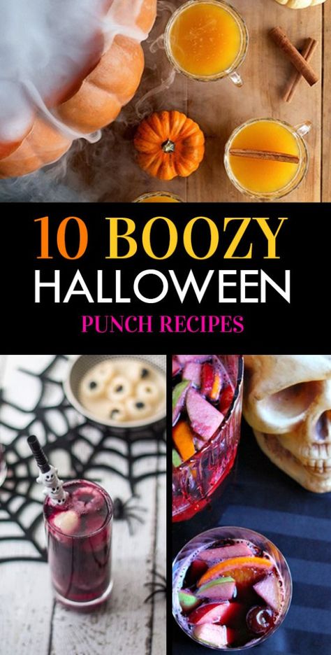 10 Deliciously Boozy Halloween Punch Recipes - Society19 Halloween Punch Bowl, Halloween Party Punch, Halloween Alcohol, Halloween Punch Recipes, Alcoholic Punch Recipes, Halloween Party Drinks, Party Punch Recipes, Halloween Punch, Adult Halloween Party