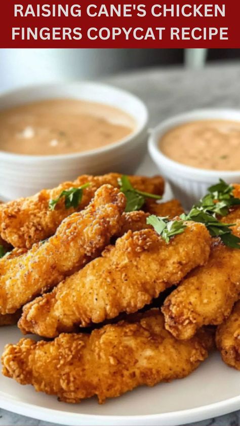 Raising Cane’s Chicken Fingers Copycat Recipe – Delish Diner Copycat Restaurant Recipes Raising Canes, Canes Sauce Recipe Chicken Fingers, Best Chicken Fingers Recipe, Copycat Canes Chicken, Rasing Canes Copycat Sauce, Raisin Canes Chicken Strips Recipe, Raising Canes Sauce Recipe Copycat Chicken Fingers, Raising Canes Chicken Tender Recipes, Raising Canes Recipe