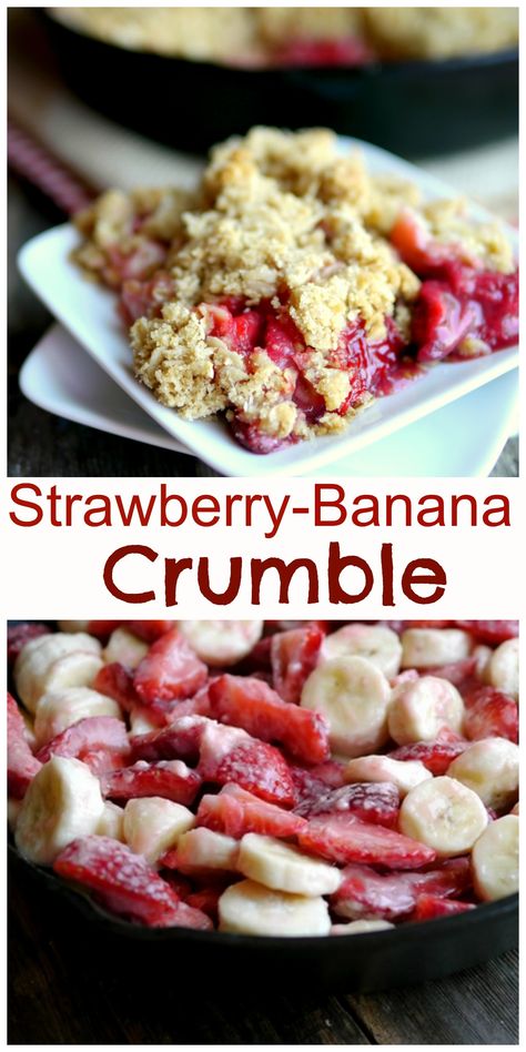 An irresistible Strawberry-Banana Crumble is the perfect celebration of comfort food. Pie, Strawberry Banana Crumble, Banana And Strawberry Recipes, Strawberry And Banana Dessert, Strawberry And Banana Recipes, Strawberry Banana Pie, Strawberry Banana Recipes, Strawberry Banana Desserts, Frozen Strawberry Recipes