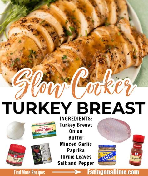 Boneless Turkey Breast, Turkey Breast Crockpot, Juicy Turkey, Slow Cooker Turkey Breast, Crockpot Turkey, Slow Cooker Turkey, Turkey Breast Recipe, Thanksgiving Dinner Recipes, Delicious Clean Eating