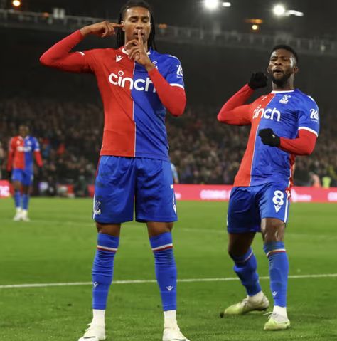 Goal celebrations for Michael Olise. Photograph: Micah Crook/PPAUK/REX/Shutterstock Michael Olise Crystal Palace Wallpaper, Michael Olise Crystal Palace, Michael Olise Wallpaper, Crystal Palace Wallpaper, Galactik Football, Michael Olise, Football Celebrations, Football Drip, Crystal Palace Fc