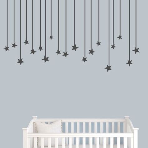 Isabelle & Max™ Hanging Stars Wall Decal & Reviews | Wayfair Wall Ruler, Rainbow Playroom, Plank Art, Playroom Rules, Zebra Canvas, Star Wall Decals, Hanging Stars, Sleep Peacefully, Star Decals