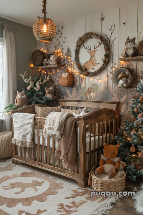 Woodland Nursery Ideas: Creating a Cozy Haven for Your Little One - Puqqu Log Cabin Nursery Ideas, Antique Room Aesthetic, Woodland Nursery Ideas, Cabin Nursery, Antique Nursery, Wall Dividers, Antique Room, Baby Nursery Inspiration, Baby Room Themes