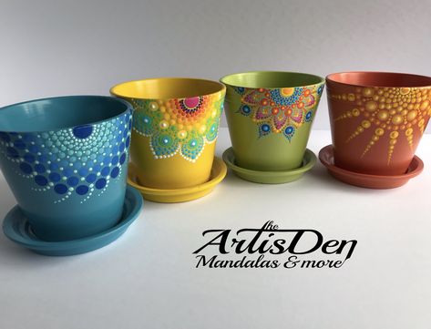 Dot mandala, hand painted terra cotta pots | Painted flower pots, Dot art  painting, Dots art Hand Painted Terra Cotta Pots, Pot Painting Ideas, Terra Cotta Pots, Painted Coffee Mugs, Pot Painting, Painted Pots Diy, Painted Plant Pots, Painted Clay Pots, Painted Terra Cotta Pots