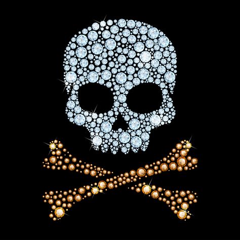 Shiny Diamonds Vector Crossbones Skull made with Diamonds | Skull with shiny Gems & Diamonds and dark black background. If you need it or design such beautiful elements with pure vector Diamonds and Gems, so you can contact me... Thanks ShamoonAritst Diamonds Collection, Diamond Skull, Diamond Vector, Gem Diamonds, Screenprinting, Dark Black, Black Background, Diy Clothes, Black Backgrounds