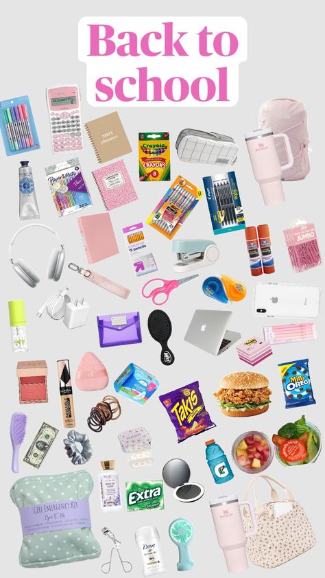 back to school inspo #fyp #backtoschool #lunchinspo #aesthetic #preppy #cute #pink #selfcareinspo #fyppppppp #foryou #backtpschoolpreppyinspo #inspo #summer24 #summer Emergency Kit For Girls, Aesthetic Preppy, Crayola Crayons, Back 2 School, School Planner, Back To, Emergency Kit, Cute Pink, Oreo