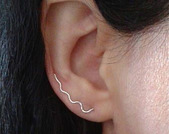 View Ear cuffs by HarshandSweet on Etsy Earring Cuffs, Silver Earring Cuff, Conch Jewelry, Silver Ear Climbers, Sweet Jewelry, Ear Climber, Ear Climbers, Small Jewelry Box, Eco Friendly Jewelry