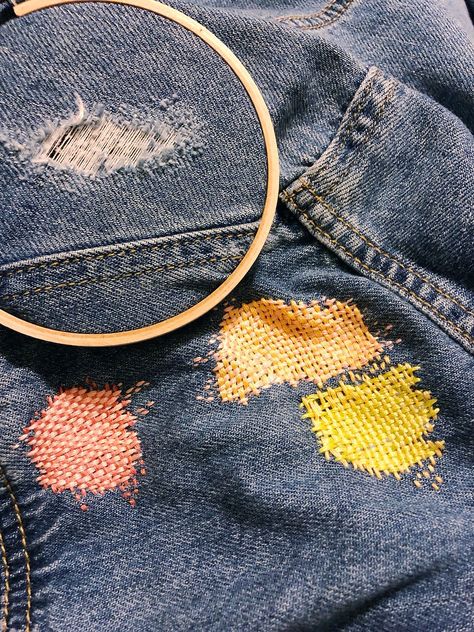 Tela, Patchwork, Upcycling, Visible Mending Jeans, Visible Mending Stitches, Sashiko Stencils, Mending Clothes, Iron On Fabric, Visible Mending