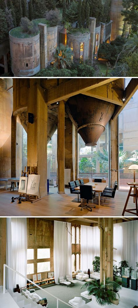 Architect Turns Old WWII Era Cement Factory Into His Home Repurposed Buildings Architecture, Old Factory Renovation, Cement Factory, Indoor Climbing Wall, Hostel Room, Industrial Cafe, Abandoned Church, Door Images, Boston Hotels