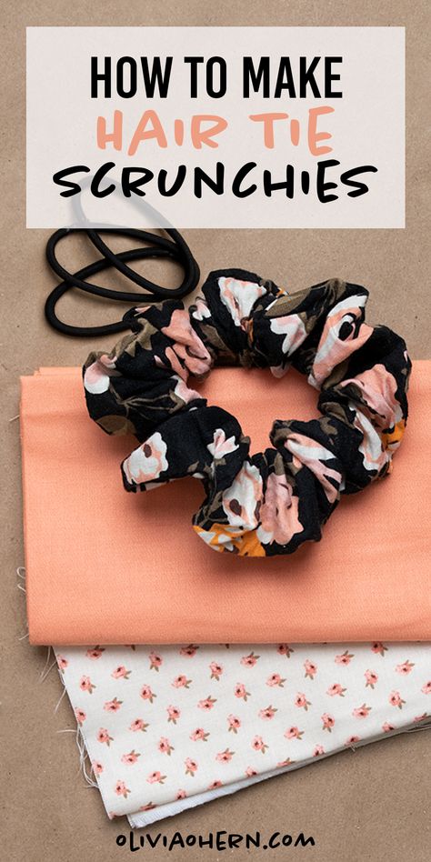 Sewing Hair Scrunchies Free Pattern, How Do You Make Hair Scrunchies, Scrunchie Sewing Pattern Hair Ties, Fabric Hair Scrunchies Diy, Hair Tie Sewing Pattern, Hair Ties Ideas, Diy Cloth Hair Accessories, Scrunchies Made With Hair Ties, Easy Hair Scrunchies Diy