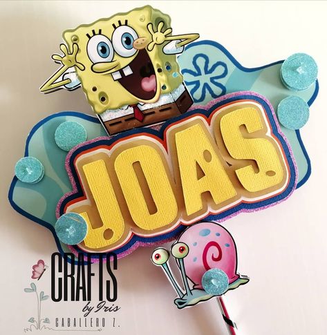 Fancy Cake Toppers, Spongebob Birthday Party Decorations, Diy Cake Topper Birthday, Diy Paper Butterfly, Spongebob Cake, Spongebob Birthday Party, Spongebob Party, 3d Cake Toppers, Handmade Cake Topper