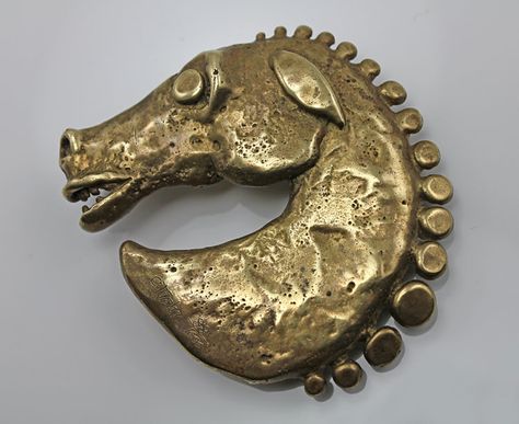 Battle Horse, Bulging Eyes, The Fray, Modernist Jewelry, Ancient Jewelry, Brass Buckle, Wide Belt, Horse Head, Bronze Sculpture