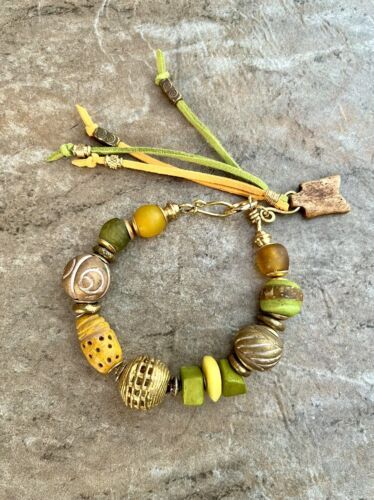 Fancy Crafts, Eclectic Inspiration, African Trade Bead Jewelry, Random Jewelry, Boho Jewelry Bracelet, Czech Glass Bead Bracelet, Bohemian Chic Jewelry, African Brass Beads, Beads Inspiration