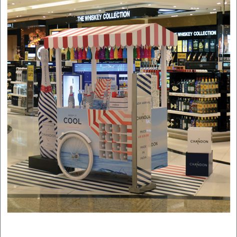 Popon | Image Gallery | Chandon Keep It Cool Cart Display Food Stand Design, Cart Display, Beer Display, Pallet Display, Mall Kiosk, Pos Design, Kiosk Design, Keep It Cool, Cosmetic Display