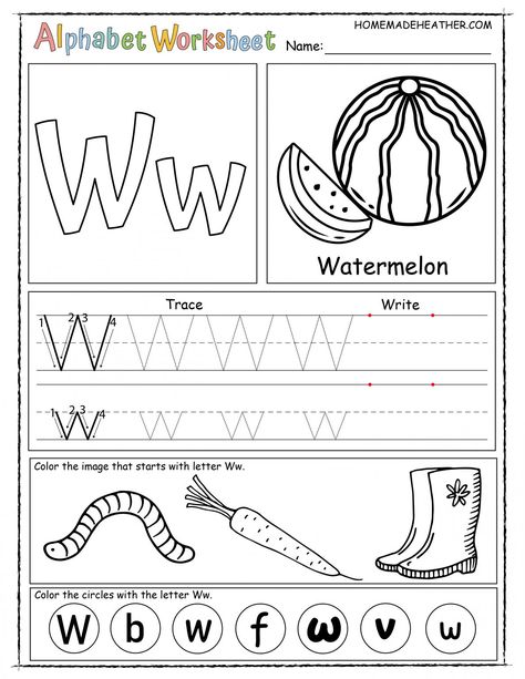 Letter W Printable Worksheet Printable Letter Worksheets Preschool, W Phonics Activities, Letter W Kindergarten, W Worksheets For Kindergarten, W Tracing Worksheet, Letter Ww Activities For Preschool, Letter W For Preschoolers, Letter W Arts And Crafts For Preschool, W Activity For Preschool