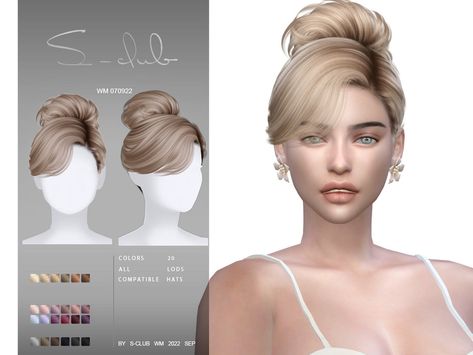 The Sims Resource - Elegante updo hairstyle (Linda070922) by S-CLUB Sims 4 Cc Wedding Hairstyles, Sims 4 Formal Hair, Sims 4 Cc Hair Female Short, Sims 4 Cc Bun, Sims 4 Updo, Sims 4 Wedding Hair, Sims 4 Updo Hair Cc, Sims Wedding, Lotes The Sims 4